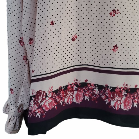 Ivanka Trump Blush Pink Mini Polka Dot & Roses Top - Picture 2 of 7